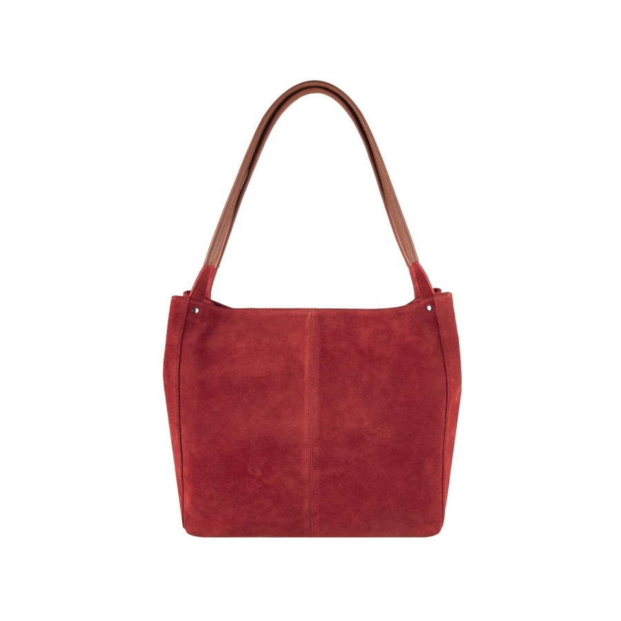 SHOPPER BAG SUEDE CHILI RED us Veloursleder mit viel Stauraum und Kurzgriffen